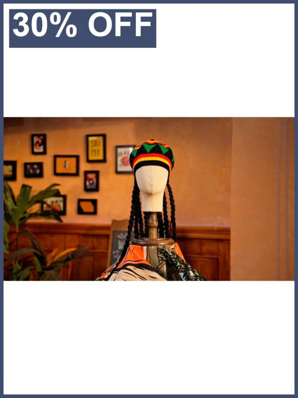 Unbranded Rasta Hat with Black Dreadlocks Wig Reggae Beanie